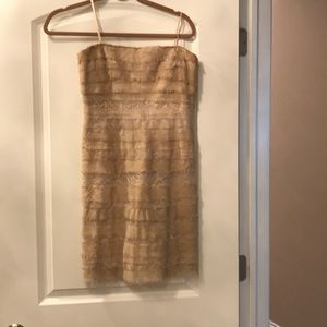 Strapless nude shorted tulle dress